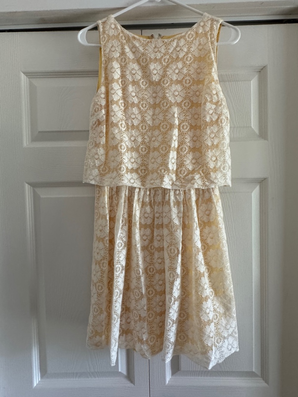 GANT silk and cotton cream Lace Overlay Sleeveless Dress, size XS/S